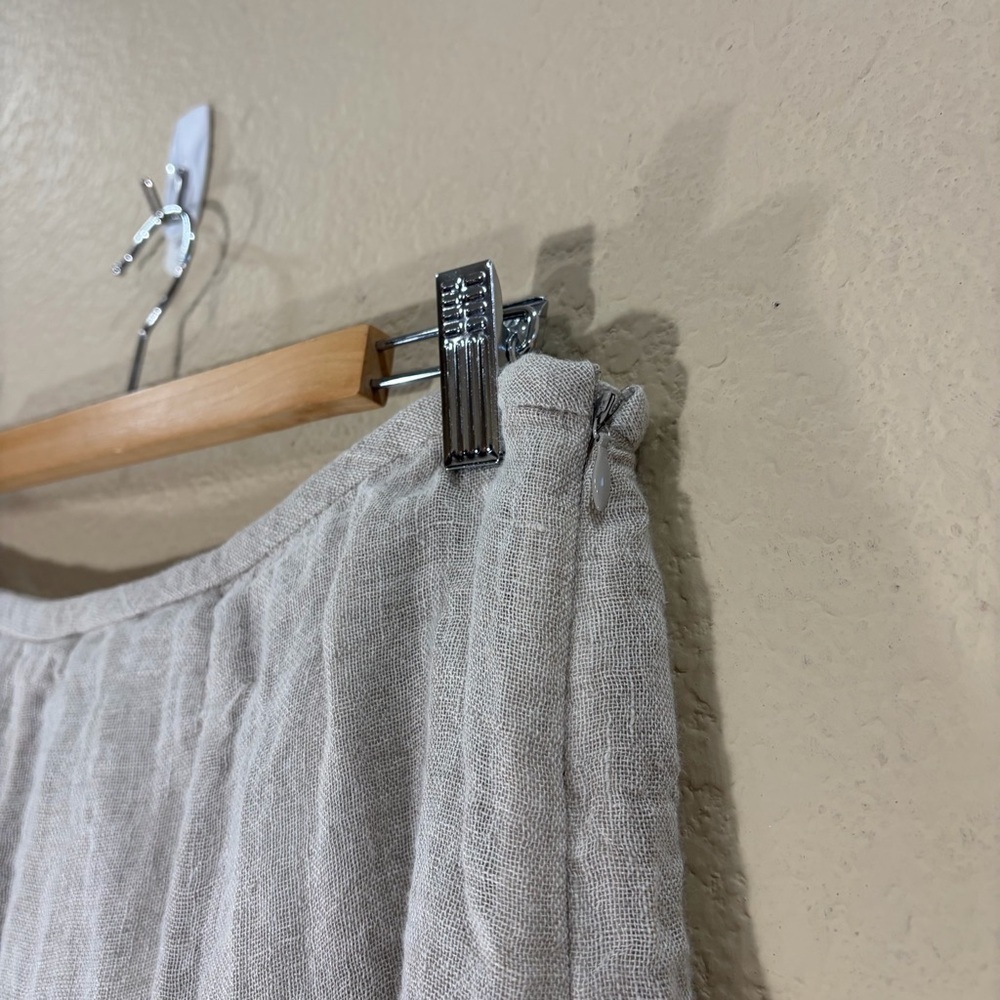 EILEEN FISHER 100% LINEN SEAMED SKIRT IN CLOVE 15” WAIST CASUAL COASTAL MINIMAL - Picture 3 of 9